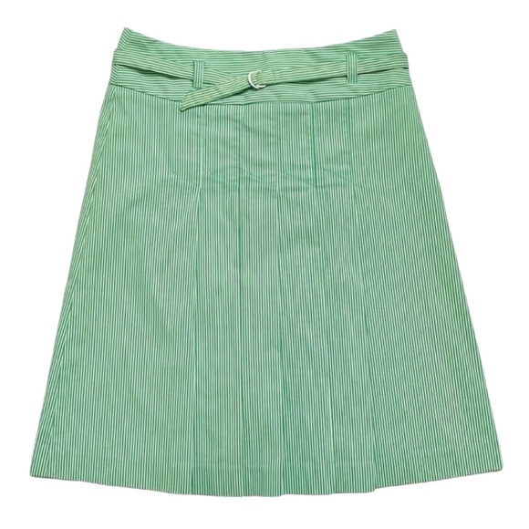 Tommy Hilfiger Green and White Pleated Stripe Skirt with detachable belt - Picture 1 of 9
